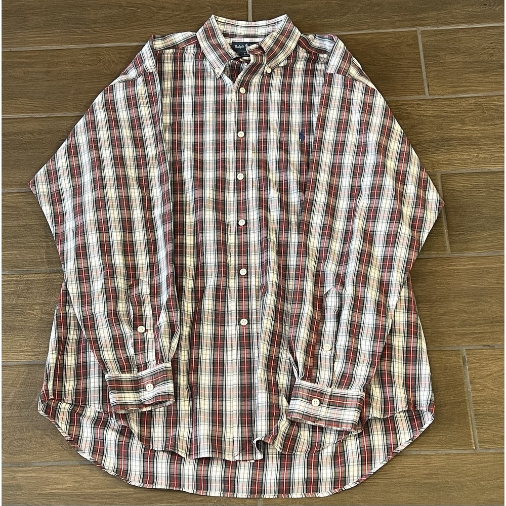Ralph Lauren Men's Shirt Large Blake Red Plaid Long Sleeve  Button-down